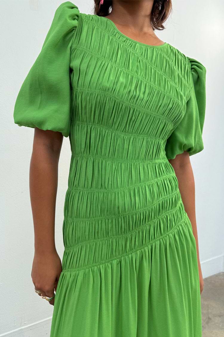 Green Shirred Nara Dress – Never Fully Dressed