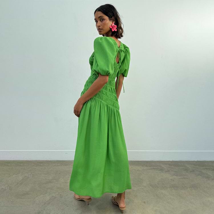 Green Shirred Nara Dress – Never Fully Dressed