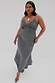 caption_Model wears Grey Reha Dress in UK size 10/ US 6