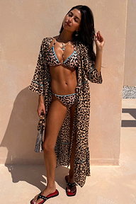 Leopard Whipstitch Triangle Bikini Top