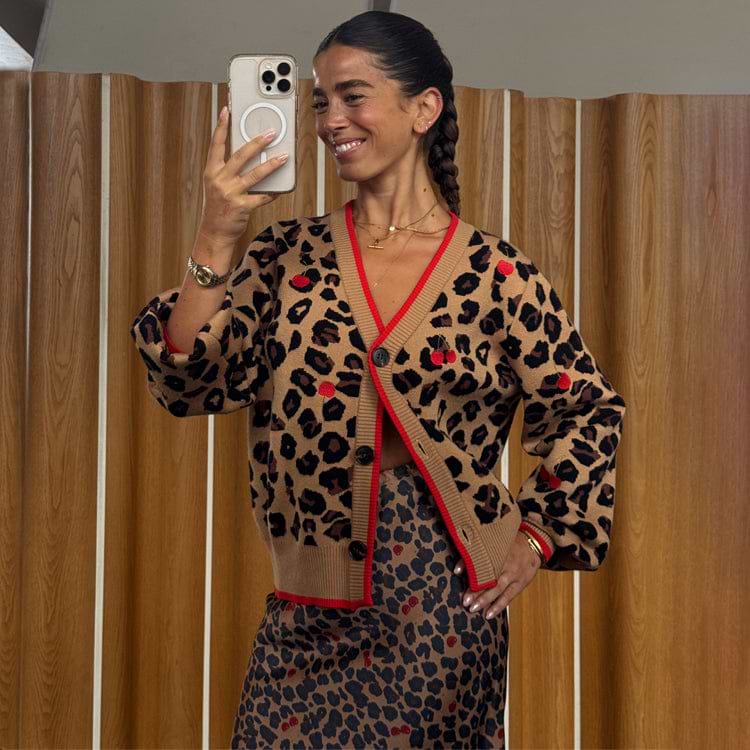 Cardigan Psychobilly Leopard Skull Rockabilly Swallows Cherry Dot - Taille 38 Neuf