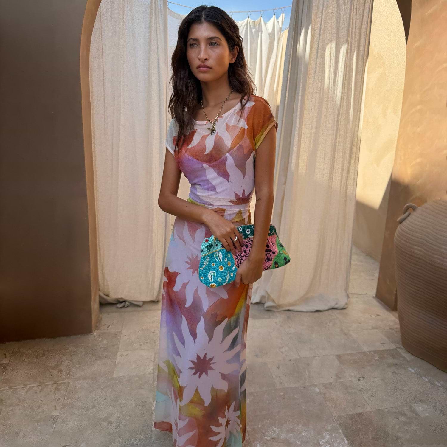 Never Fully Dressed Abstract Soleil Luna Mesh Dress