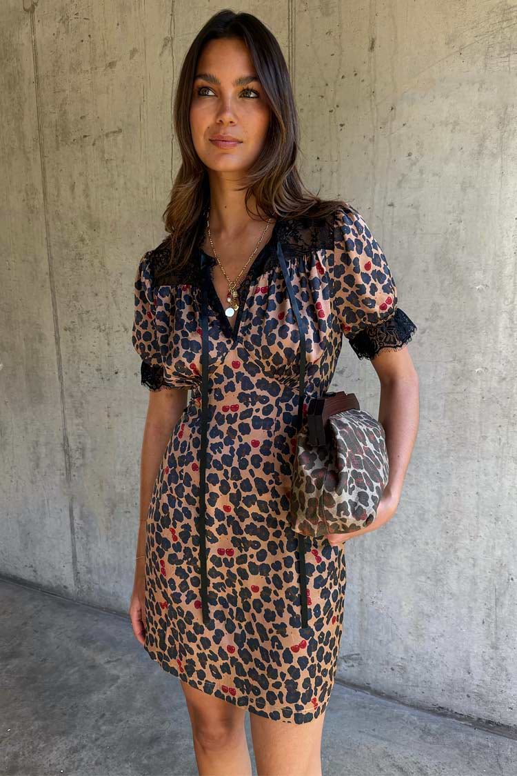 Cherry Leopard Mini Lyla Dress - 26 Cherry Leopard Mini Lyla Dress - 26