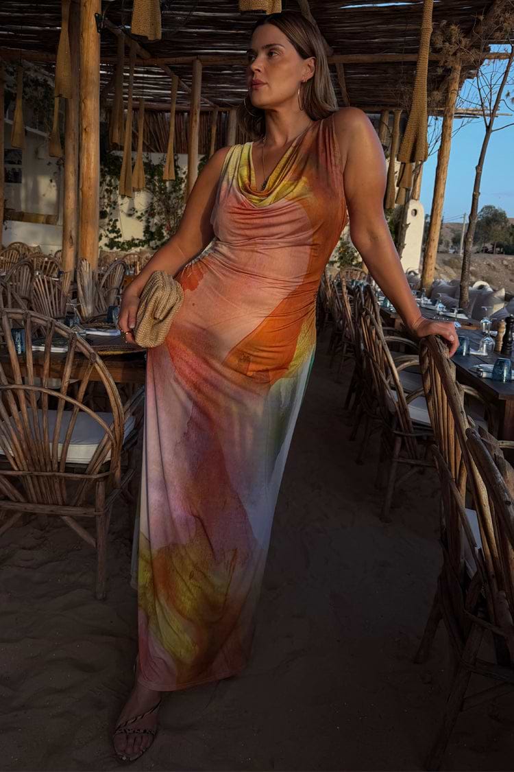 Never Fully Dressed Multi Abstract Malika Dress US 10 Womens