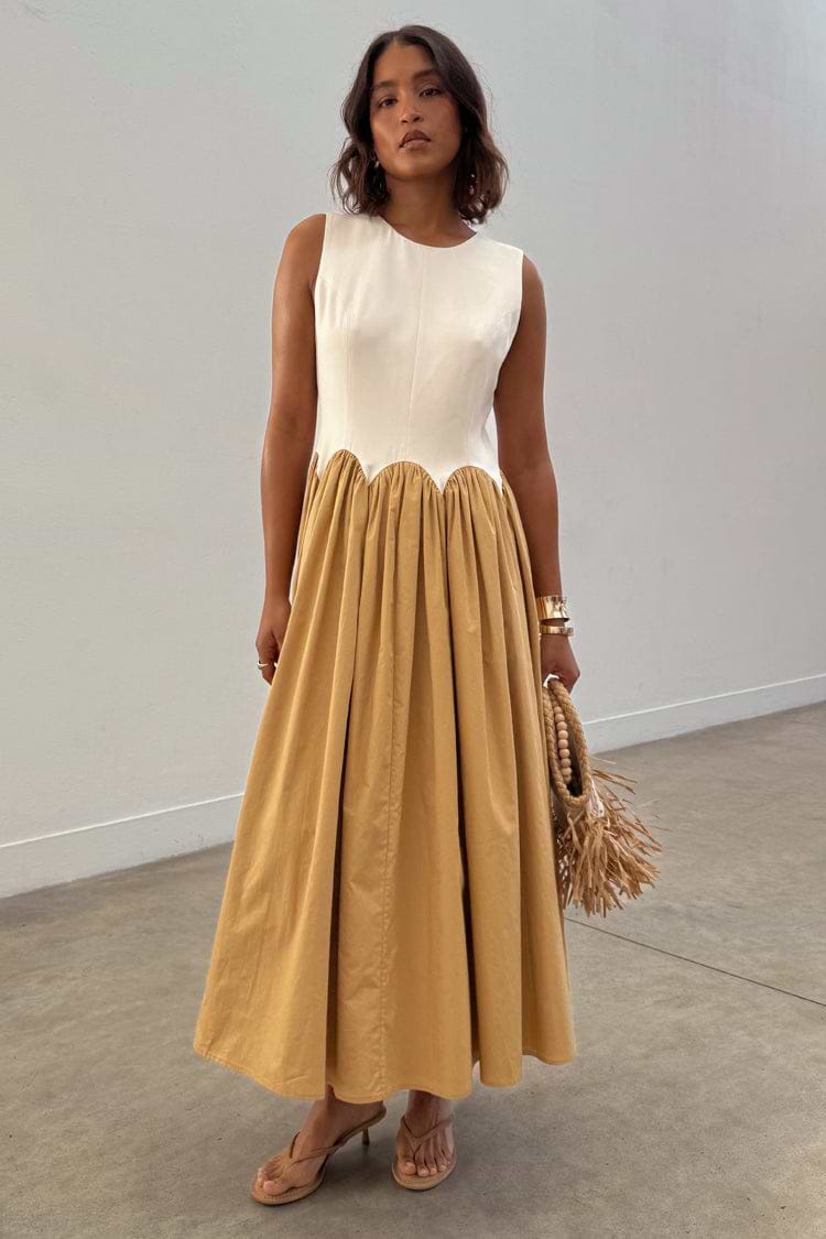 buttercream monika midi dress Camel Monika Dress – Never Fully Dressed