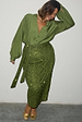 caption_Model wears Khaki Sequin Jaspre Skirt in UK size 18/ US 14