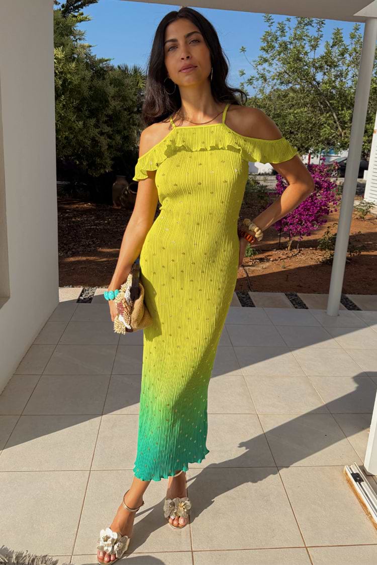 Lime Ombre Plisse Claudia Dress  Never Fully Dressed