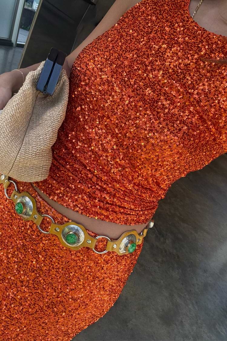 Orange Sequin Tank Top – Never Fully Dressed