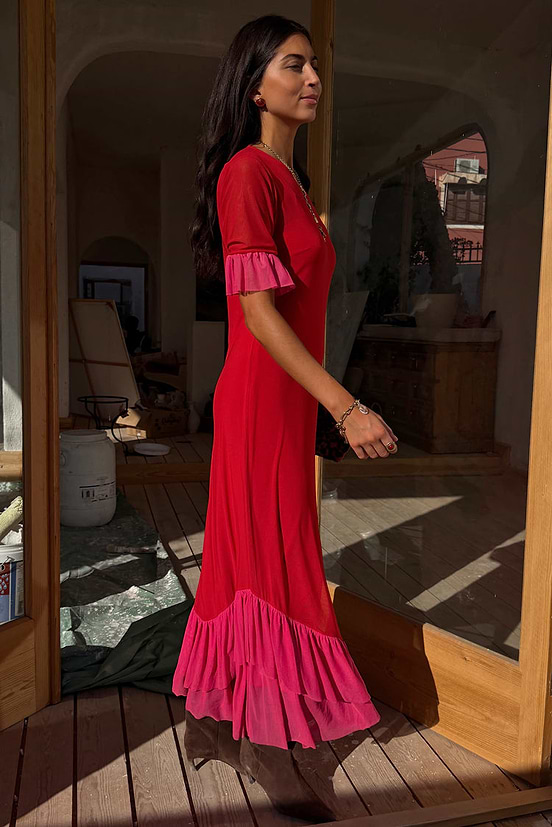 Red and Pink Katie Dress Never Fully Dressed Red and Pink Katie Dress Never Fully Dressed