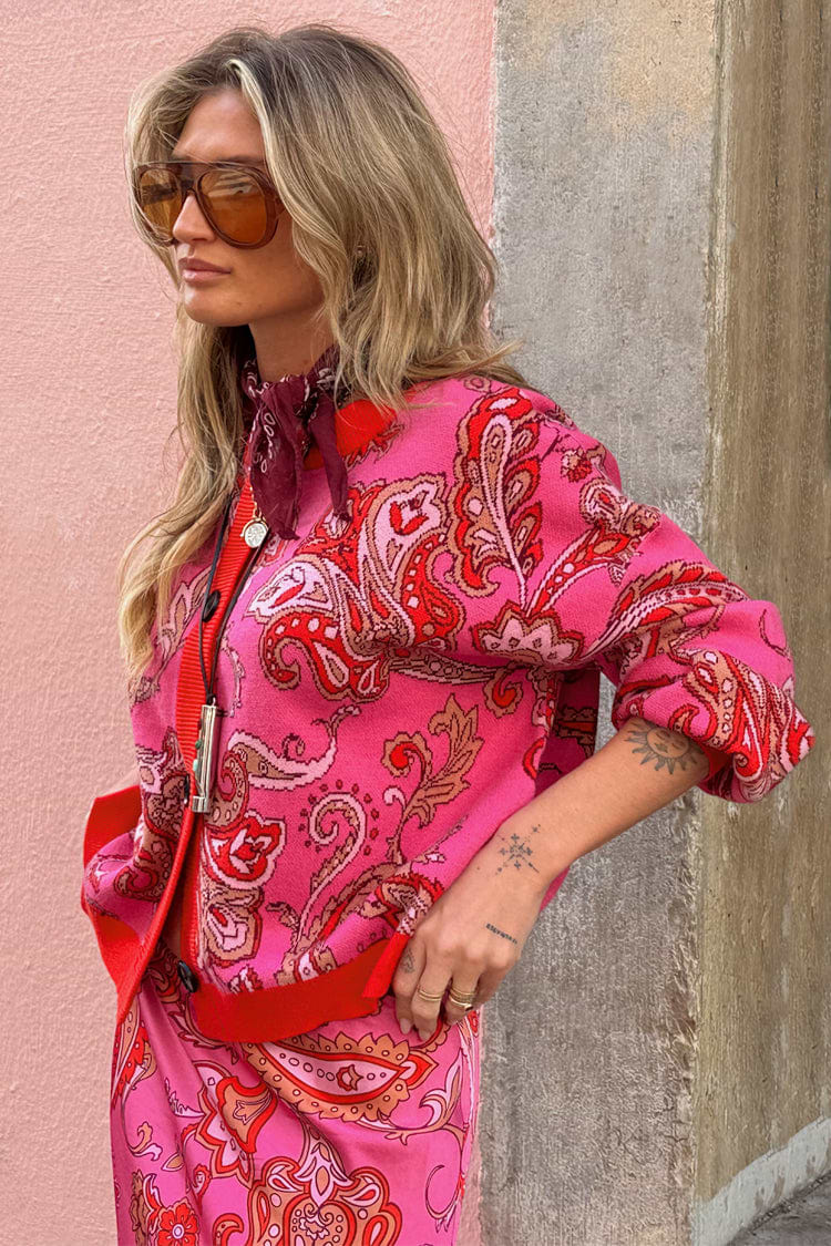 Never Fully Dressed Paisley Oslo Cardigan Colour : Pink, Size : Medium