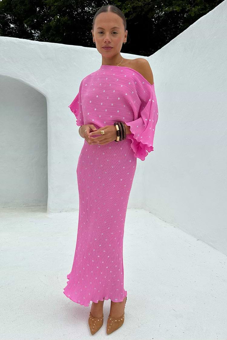 slim fit dress slacks Coral Plisse Tilly Dress  AMOUR781