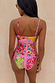 Pink Fruit Stamps Bandeau Swimsuit