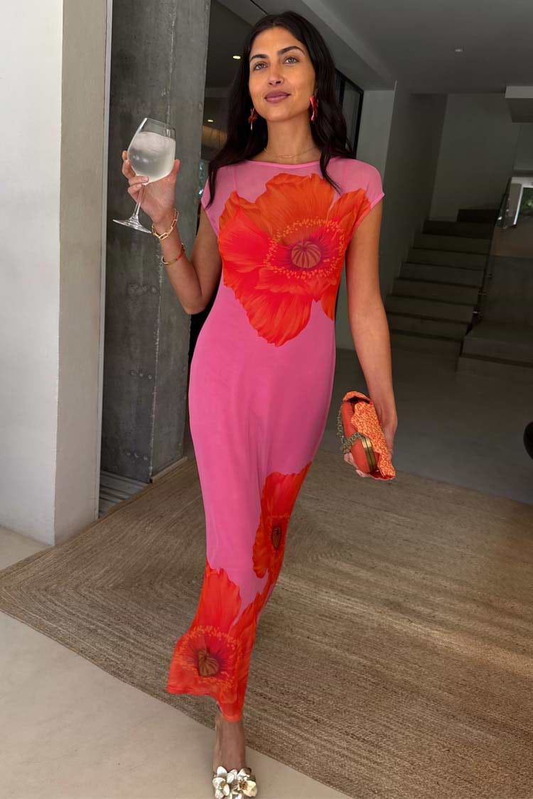 Pink Poppy Sleeveless Mesh Dress – Never Fully Dressed