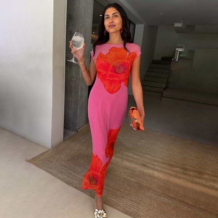 Pink Poppy Sleeveless Mesh Dress – Never Fully Dressed