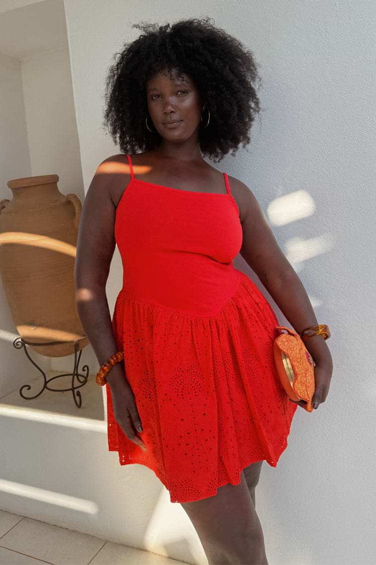 Red Broderie Mini Lola Dress – Never Fully Dressed