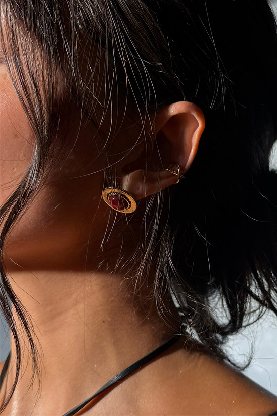 Deloris Red Circle Earrings