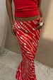 Red Snake Print Dorris Skirt