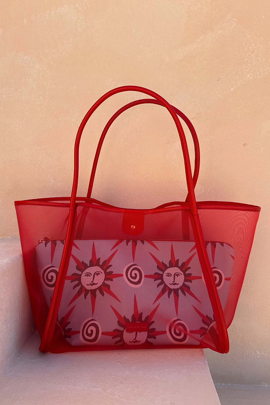 Red Mesh Tote Bag
