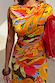 Rio A-Symmetric Top featuring oversized fruit print and gathered waist detailing in stretch jersey.