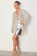 caption_Model wears Silver Sequin Miley Shirt in UK size 10/ US 6