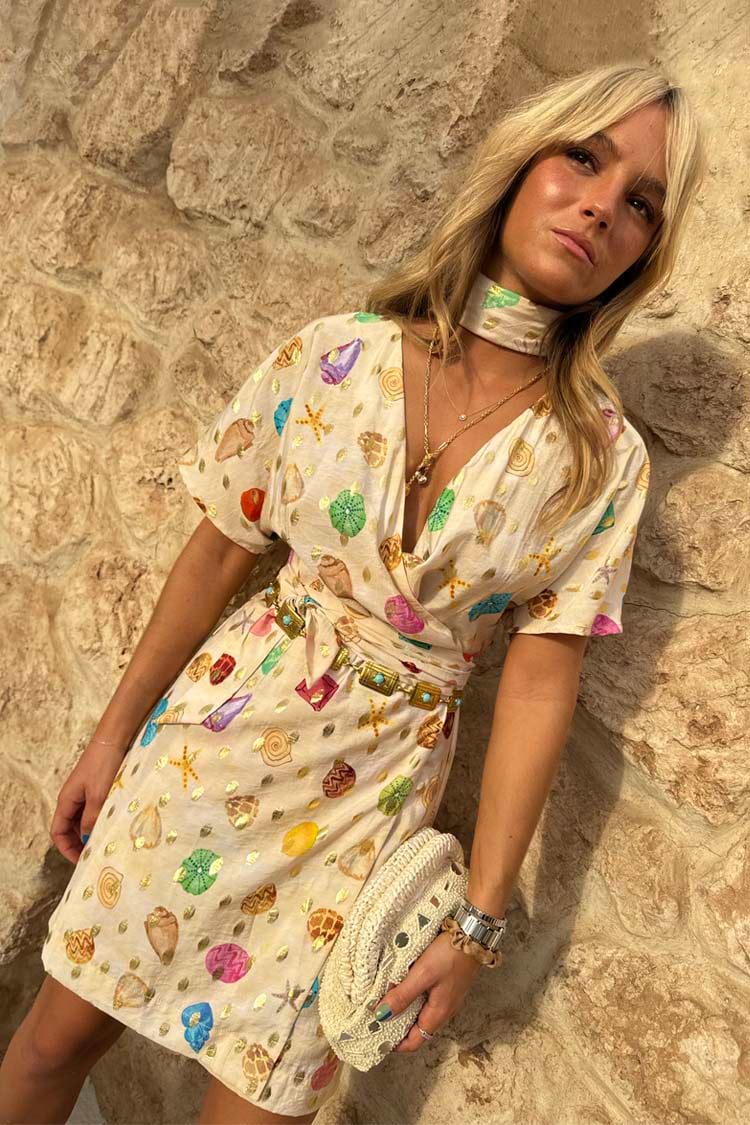 Cream Shell Mini Wrap Dress Petite – Never Fully Dressed