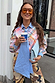 Check Shirt with Stripe Pussy Bow