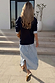Navy Knit Jumper Dress with Stripe Cotton Skirt