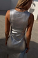 Silver Metallic Ribbed Dress