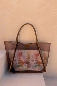 Tan Mesh Tote Bag