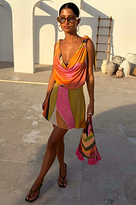 Abstract Beaded Fringe Bag