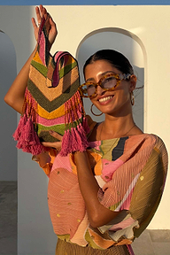 Abstract Beaded Fringe Bag