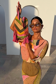 Abstract Beaded Fringe Bag