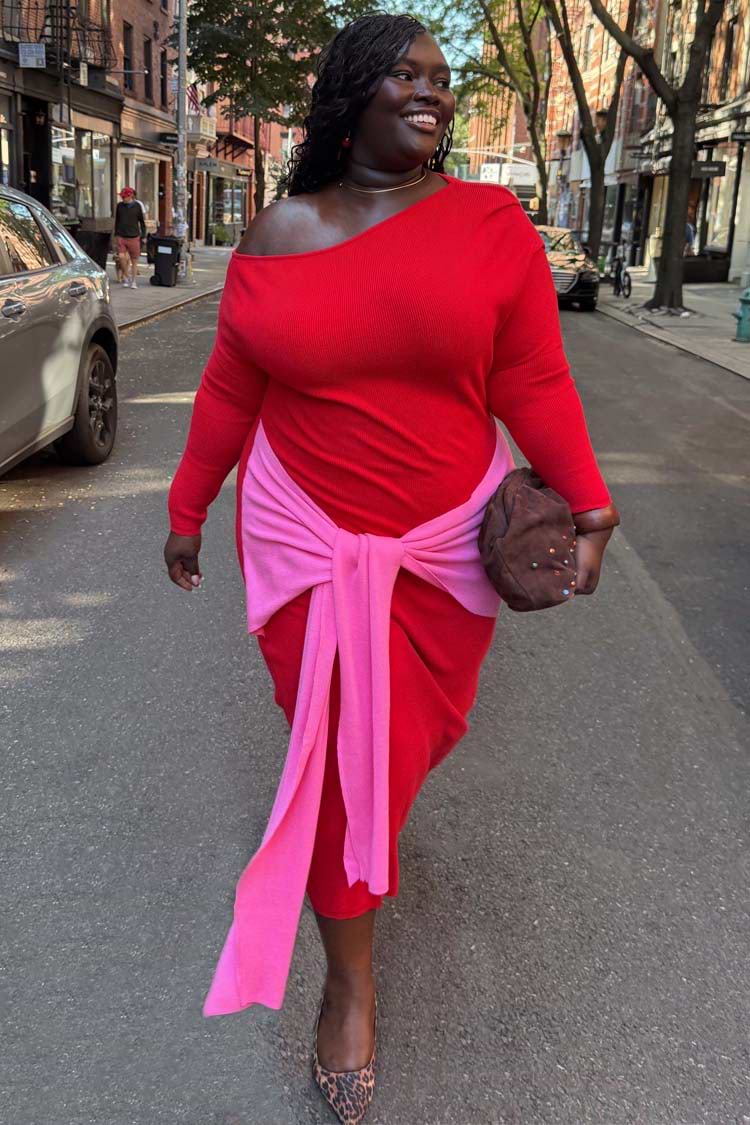 strapless open back dress Red and Pink Afia Midi Dress – Never Fully Dressed