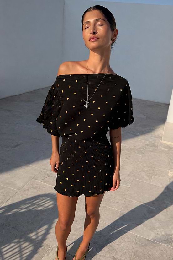 Black Plisse Mini Tilly Dress Never Fully Dressed Black Plisse Mini Tilly Dress Never Fully Dressed