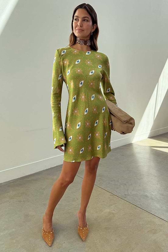 Women's khaki eye mini Soho dress Petite in - Size 4 - Never Fully Dressed Women's khaki eye mini Soho dress Petite in - Size 4 - Never Fully Dressed