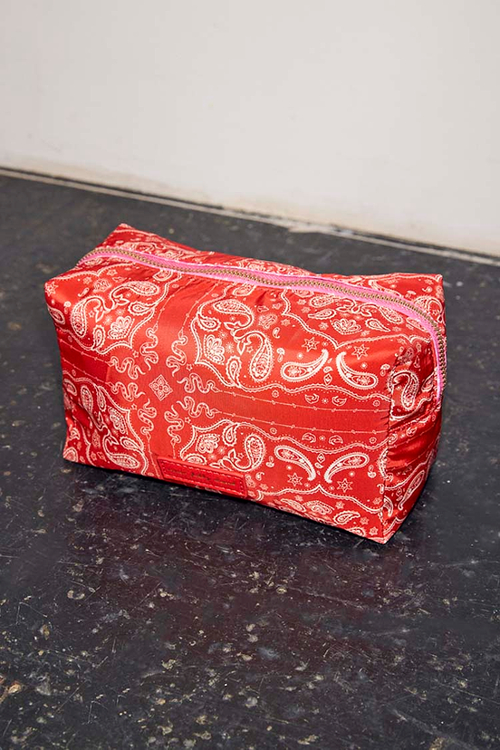 Red Bandana Reversible Make Up Bag