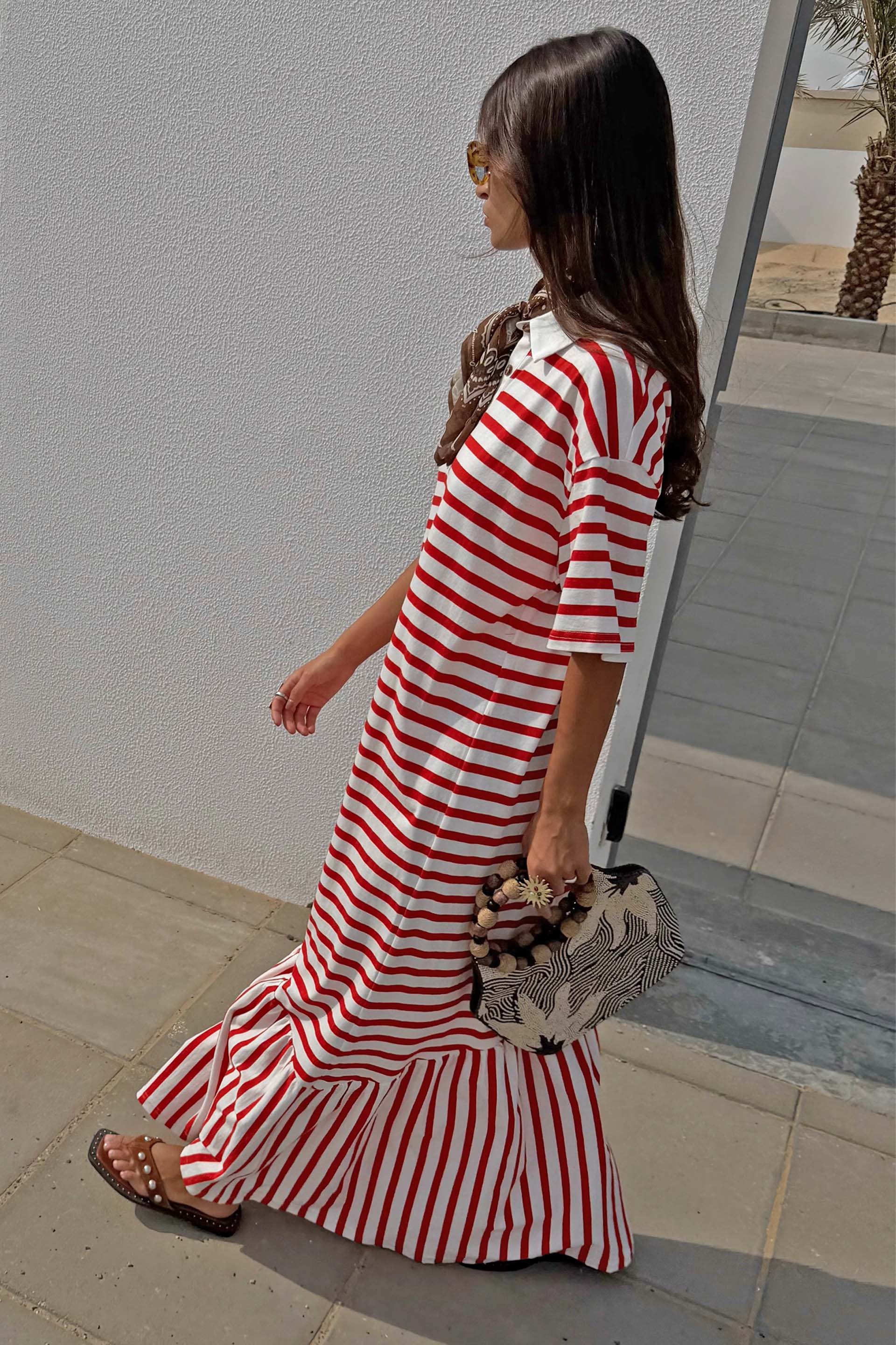 Red Stripe Jersey Dress Never Fully Dressed Red Stripe Jersey Dress Never Fully Dressed