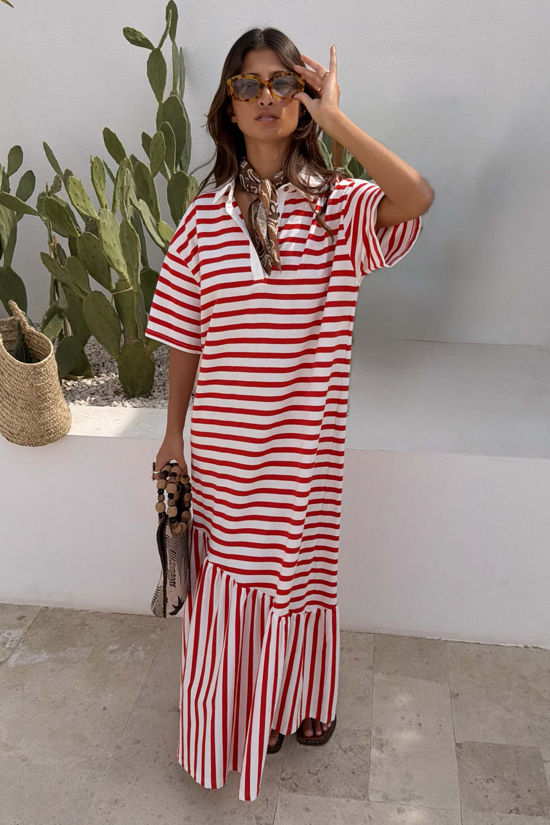 Women's Red Stripe Jersey Dress in - Size S - Never Fully Dressed Women's Red Stripe Jersey Dress in - Size S - Never Fully Dressed