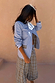 Blue Stripe Foldover Blazer