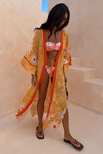 Yellow Sun Kimono with Beading