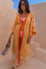 Yellow Sun Kimono with Beading
