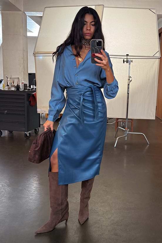 Teal Vegan Leather Jaspre Skirt - 6 Teal Vegan Leather Jaspre Skirt - 6