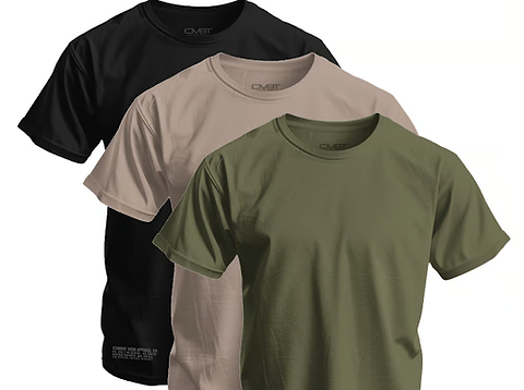 Combat Iron Apparel Co.'s T-shirt packs in 3 colors.