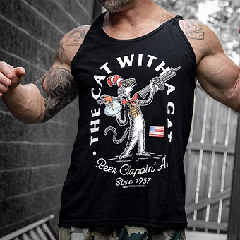 Cat With A Gat Men's Tank