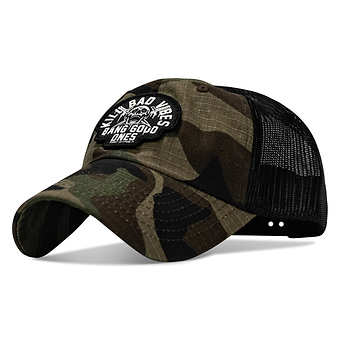Kill Bad Vibes Skull Patch Tactical Ripstop Mesh Snapback Hat