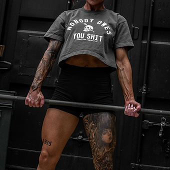 Nobody Owes You Shit Skull Women's Crop T-Shirt