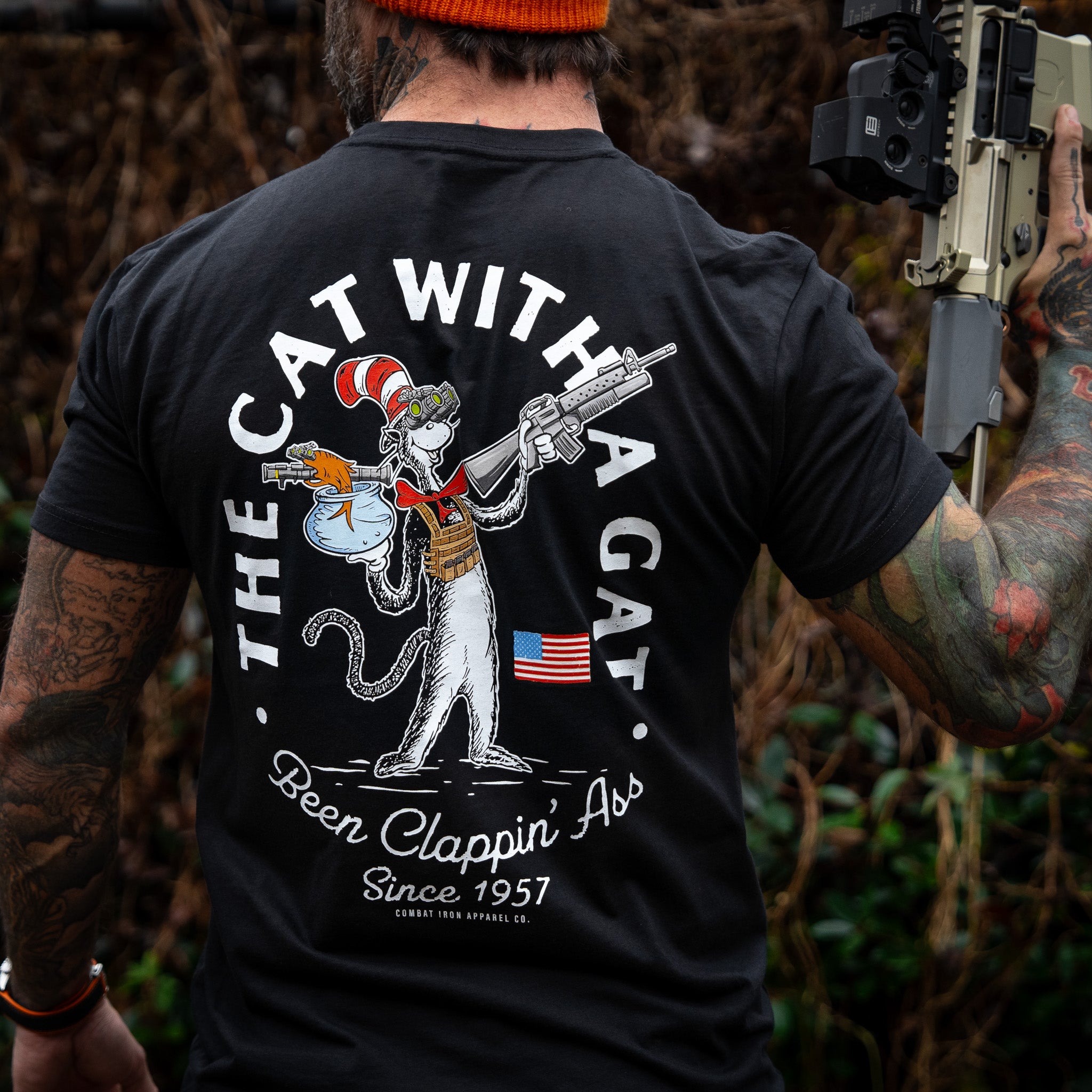 Cat With A Gat Remix Men's T-Shirt | Combat Iron Apparel Co.