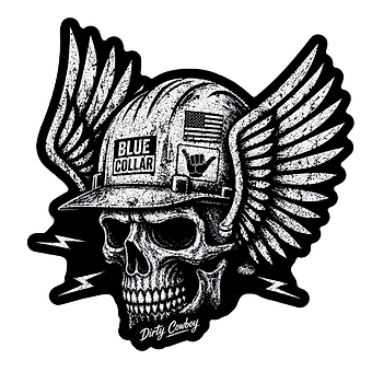 Blue Collar Skull Decal