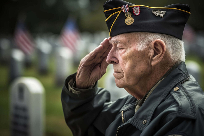 A combat soldier saluting dead soldiers this Memorial Day