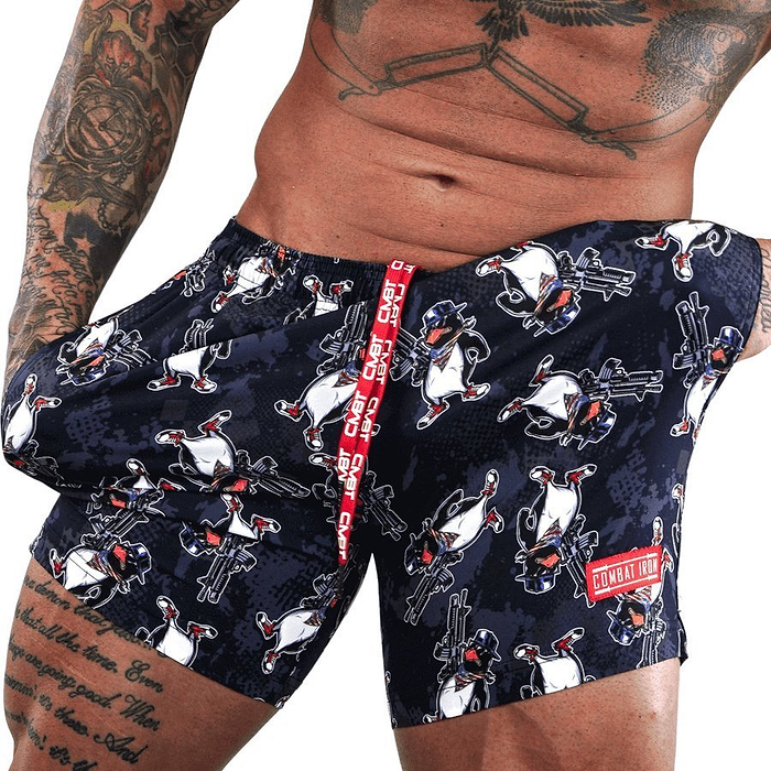 a man in combat iron apparel spring break shorts